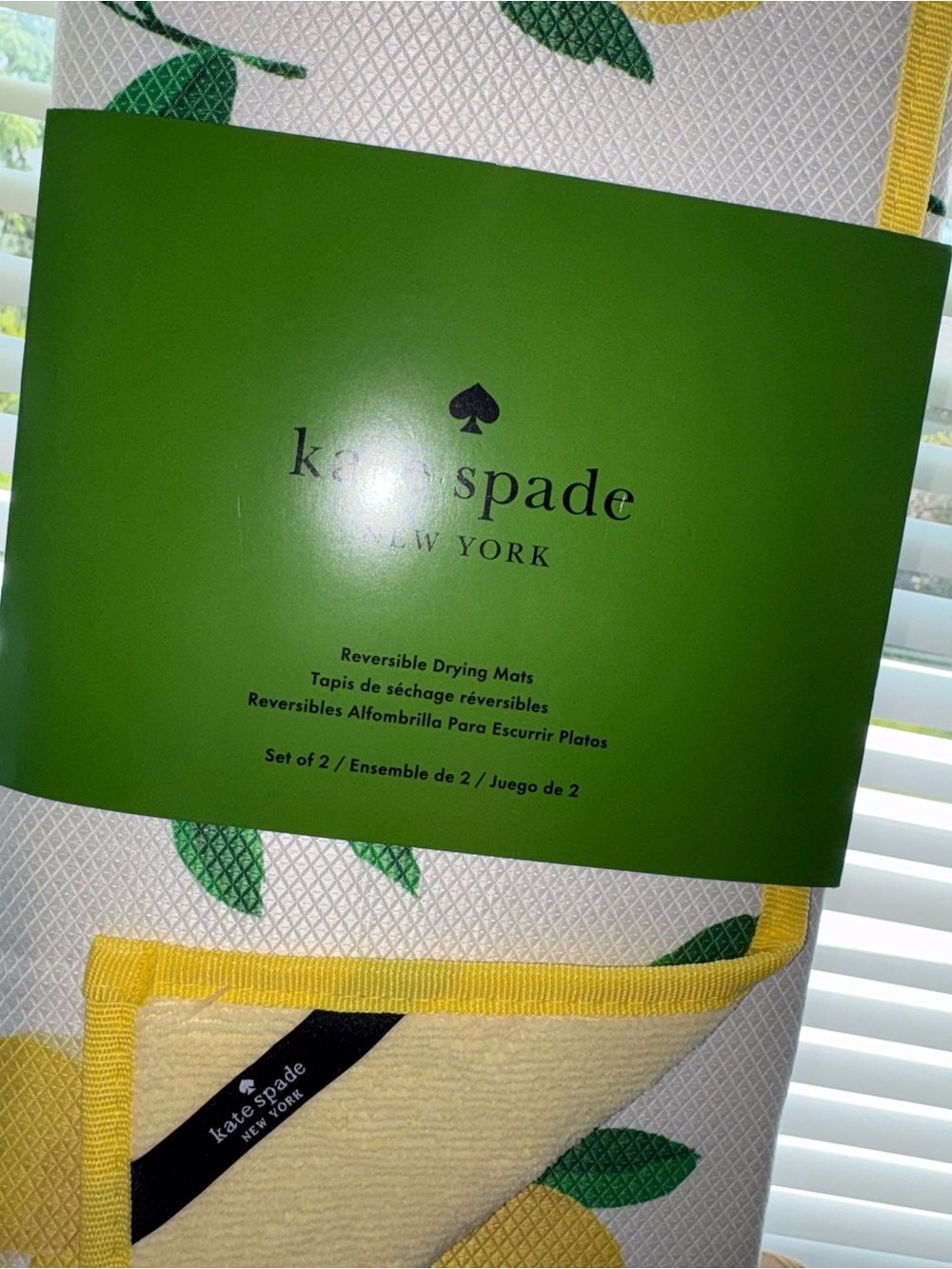 kate spade Yellow Lemons set of 2 Drying  Mats under eye masks - Picture 6 of 9